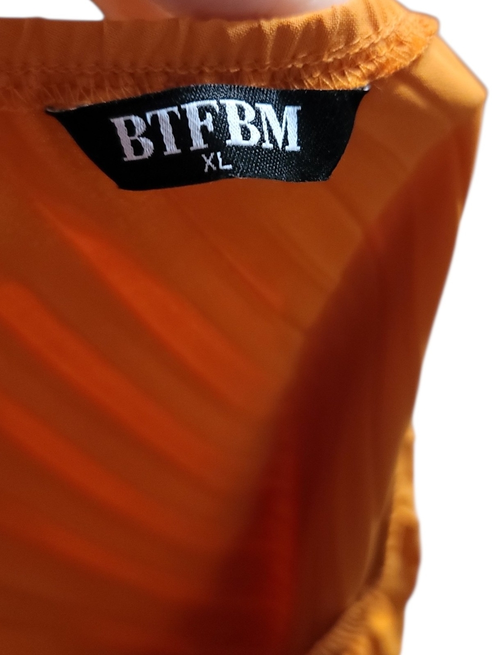 BTFBM - XL Orange One-Shoulder Pleated Midi Dress - Picture 7 of 7